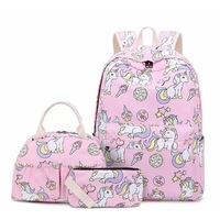 Ensemble de sac à dos licorne pour filles enfants adolescents sac d'école sac à dos de voyage avec déjeuner sac fourre-tout porte-crayon sac à main sac 3 en 1 ensemble