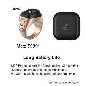 Bague connectée musulmane en plastique avec réveil, Tasbih, Azan, Zikr, étui de chargement, contrôle par application, étanche IP68, écran OLED - Product Image 6