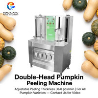 Commerciële dubbelstation pompoen- en butternut squash-schilmachine SUS 304 roestvrij staal, hoge efficiëntie, energiebesparend
