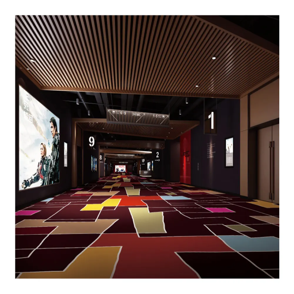Tapis de sol imprimé jacquard à poils, tapisserie avec boucle, pour couloir de chambre d'hôtel, hôtel, en rouleau de 4x25m