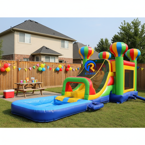 Vente flash - Château gonflable en PVC, château gonflable avec toboggan aquatique, piscine gonflable, château gonflable avec souffleur, garantie de 3 ans - Product Image 1