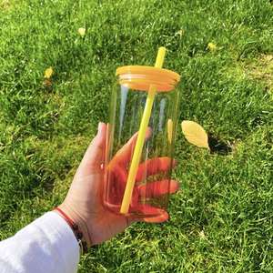 Kids Shaped Gradient Colored Beer Can 16Oz Ombre Jelly Acrylic <b>Plastic</b> <b>Cups</b> for Uv Dtf Wraps - Product Image 4