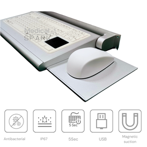 Ensemble de clavier médical scellé, lavable, désinfectable, antibactérien et anti-moisissure avec pavé tactile et plateau de clavier - Product Image 3