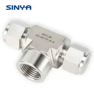 316 Stainless Steel Swagelok Type Instrumentation Tube Fittings 1/16 To 1" Connector Compression Ss Ferrule Female Branch Tee