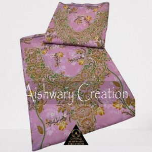 ผ้าไหมปักลายดอกไม้ AISHMARY CREATION ขนาด 58/60 นิ้ว สำหรับทำชุดส่าหรีผู้หญิง น้ำหนักปานกลาง ทอลายแจ็คการ์ด - Product Image 3
