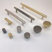 Kenop Lemari Furnitur Emas Berkualitas Tinggi, Gagang Bulat Kuningan Antik, Gagang T-Bar, Gagang Knurled, Gagang Tarik Jari