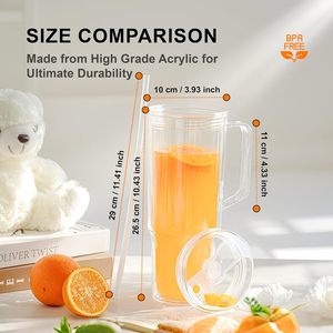 Hoa Kỳ Kho 40Oz Quả Cầu Tuyết Acrylic Tumbler Tái Sử Dụng Đôi Tường Nhựa Uống Ly Với Nắp Rõ Ràng Cho Đảng Cà Phê Bia - Product Image 3