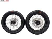 Set Roda Supermoto Sur-Ron Ultra Bee 17" CNC Billet Hub Aksen Merah untuk UltraBee Street Motard Racing Refit Conversion Kit