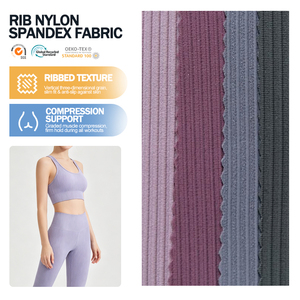 Lightweight Elastic Shaping Ribbed Microfiber Custom Stretch Rib Nylon Spandex Fabric for Gym Sportswear - Product Image 1