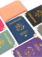 Portefeuille de voyage en cuir PU avec logo personnalisé, style américain, porte-cartes ouvert avec fente pour billet, pour passeport et autres documents