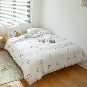 100% dệt kim bông Duvet cover <span class=keywords><strong>Set</strong></span> in phim hoạt hình mô hình mềm được trang bị tấm ga trải giường với gối bao gồm Duvet cover - Product Image 5