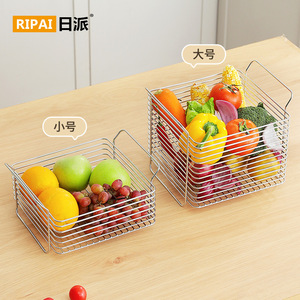 Stainless Steel Stackable Storage <b>Basket</b> Rectangle Easy Cleaning Countertop Sink Drain Vegetable Rack Food Container - Product Image 2