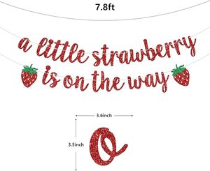Bannière « Une petite fraise est en route » pour baby shower, décorations de fête « Sweet One Berry », rouge pailleté - Product Image 4