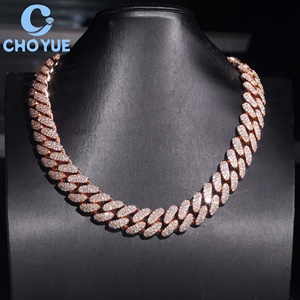 Cadena de eslabones cubanos de moissanita de 20 mm, estilo Hip Hop, de plata de ley 925 chapada en oro rosa de 18 mm, joyería Iced Out para hombre - Product Image 6