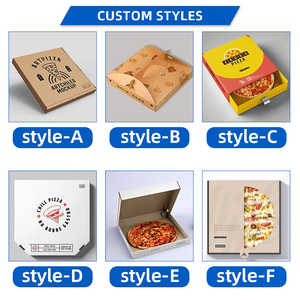 Custom Embossed Self-Erecting Pizza Boxes 12" <strong>X</strong> 12" <strong>X</strong> 2" 14" 16" <strong>50</strong> Pack White on Brown Kraft Paper Disposable Sushi Pizza Boxes - Product Image 5