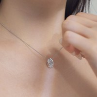 Dylam Design Simple Plaqué Or 18K Chain Link Charm 9Mm Round 8A Cz Zircon Collier S925 Silver Pendant Colliers For Women