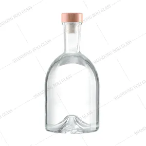 Bespoke Premium 1000 Ml 750ml 700ml 70c Pewter label logam Rum wiski Vodka Gin botol minuman keras dengan sumbat gabus