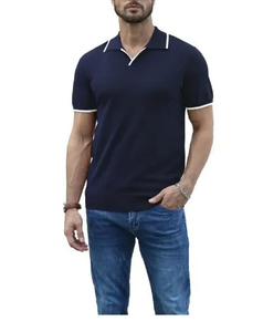 เสื้อโปโลปักลายสำหรับผู้ชายเสื้อโปโลสีล้วนแบบสีตัดกันสำหรับใส่เล่นกอล์ฟ - Product Image 1