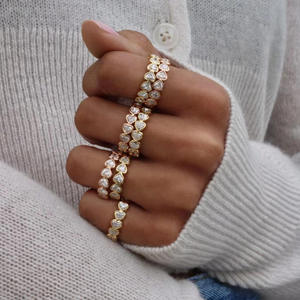 Bague de mariage en diamant en forme de cœur au design délicat, très vendue, pour femmes, bijoux fins avec sertissage en bézel - Product Image 1