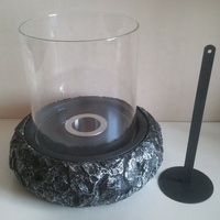 Cheminée à biofuel Bongo moderne en métal imitation pierre béton avec verre borosilicate cylindrique Modèle BGA11039BL
