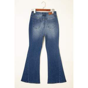 Sidefeel, pantalones vaqueros acampanados de cintura alta para mujer, pantalones de campana elásticos, pantalones de mezclilla con costura lateral de pierna ancha, estilo callejero transpirable - Product Image 2