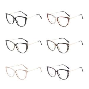 Monture de lunettes œil-de-chat FalaiEr TR87163 54-17-140 anti-lumière bleue, monture complète pour femme, verres plats - Product Image 3