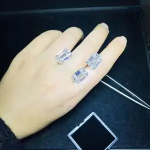 Double Jewelry Emerald Cut Lab Diamond Vvs1 D Color Diamonds Synthetic China Moissanite Diamond With Gra Certificate