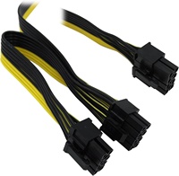 كابل محول طاقة PCI Express ذكر 8 سنون إلى ذكر مزدوج 2X (6+2) مع نحاس PVC للاستخدام الإلكتروني مع مزود طاقة EVGA