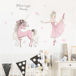 Piccolo Balletto Della Principessa Carta <span class=keywords><strong>Da</strong></span> Parati Rosa Unicorno Con Corona Adesivi <span class=keywords><strong>Da</strong></span> Sogno Camera <span class=keywords><strong>Da</strong></span> Letto Decalcomania Della Parete Della Stanza Della Decorazione Della Casa della ragazza - Product Image 2