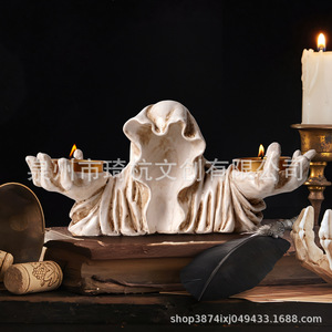 Ghost Shape Resin <b>Candlestick</b> Halloween Decoration Indoor Handmade Craft Gift - Product Image 4