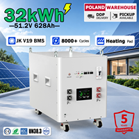 Batterie au lithium 48V 32kWh en stock dans l'UE, batterie Lifepo4 51.2V 628Ah MB56 avec BMS JK V19 300A, 8000 cycles pour le stockage d'énergie domestique