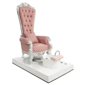 High Back Luxury Queen Pedicure Chair Beauty Equipment Nail Salon Foot Spa Massage Chair with Drain Pump PU Leather Cover