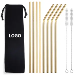 Food Grade Metal 6mm 8mm 12mm Gold Hot Drink Colorful SUS 304 Stainless Steel Straw