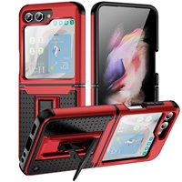 Casing Flip ponsel, bahan PC TPU untuk Samsung Z Flip 6 casing penutup belakang dengan dudukan Flip