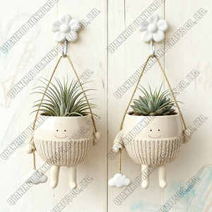 Pop carino Ssmiley faccia Swing vaso di fiori decorazione di personalità vaso di cartone animato resina decorazione succulenta appesa vaso di fiori - Product Image 3