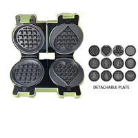 Gaufrier électrique antiadhésif en plastique, thermostat réglable, moule détachable de 4 pouces, noir, garantie 1 an pour usage domestique