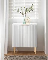 Buffet Buffet en Bois Cannelé Blanc avec Finition Thermoformée Table Console avec Rangement pour Salon