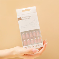 Nouvelles capsules d'ongles français couleur nude premium, forme amande courte, 30 pièces, design couvrant intégral, faux ongles durables et réutilisables