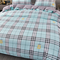Grille géométrique Textiles de maison imprimés Euro Couvre-lit et taie d'oreiller Ensemble de draps Linge de lit Literie