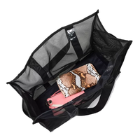 Sac de plage fourre-tout en maille transparente à la mode avec doublure en PVC et nylon de grande capacité fermeture à glissière motif de logo personnalisable