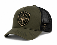 Casquette Sportive en Maille Respirante avec Dos en Polyester/Coton et Badge Compas sur le Devant, Style Expédition, pour Détaillants d'Équipements de Plein Air, Patch Personnalisé