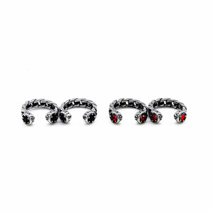 yunnique Fashion <b>Cuff</b> <b>Earrings</b> Stainless Steel Red Rhinestone Bezel Setting For Non Pierced <b>Ears</b> Japanese Korean Style - Product Image 2