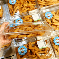Boîte rectangulaire hermétique en PET transparent avec couvercle pour l'emballage de salades de pattes de poulet thaïlandaises désossées
