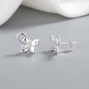 Fashion Fancy 3A Cubic Zirconia S925 Butterfly Sterling <b>Silver</b> Vintage <b>Stud</b> <b>Earring</b> <b>for</b> <b>Women</b> Trendy Gift Jewelry - Product Image 2
