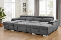 Canapé-lit convertible en tissu capitonné en forme de U - Canapé sectionnel surdimensionné 2-en-1 avec lit escamotable et rangement pour salon