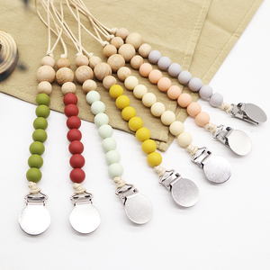 Silicone Pacifier Clip Teething Beads Paci Clips BPA Free Teething Binky Holder for Massaging Gums Pacifier Holder Clips