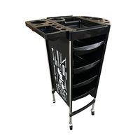 Chariot de Salon Commercial Moderne en Acier Inoxydable avec 4 Roues, Chariot de Rangement Polyvalent pour Salons de Coiffure et Barbiers