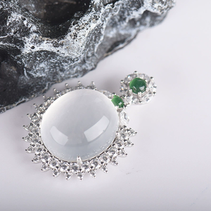 Pendentif Breloque Classique en Forme de Cucurbitée en Argent 925 Incrusté de Jadeite Forever Star pour Anniversaire Vente en Gros - Product Image 2