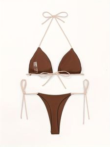 Traje de Baño Bikini Personalizado para Mujer, Top Triangular con Lazos Laterales, Dos Piezas, Fabricación OEM ODM - Product Image 5