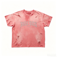 T-shirt DTG personnalisé Kornit, lourd, délavé à l'acide, effet usé, logo en strass, streetwear, usine OEM